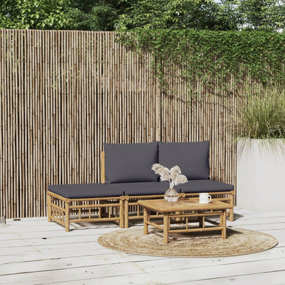 Set Salotto da Giardino 4pz con Cuscini Grigio Scuro BambÃƒÂ¹