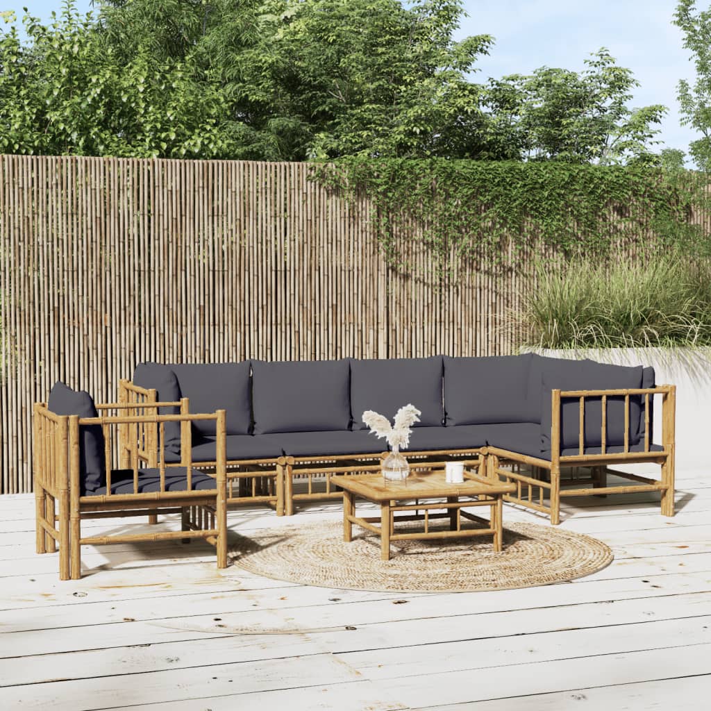 Set Salotto da Giardino 7pz con Cuscini Grigio Scuro BambÃƒÂ¹