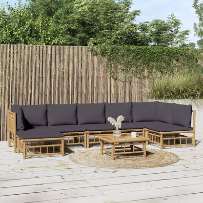 Set Salotto da Giardino 8pz con Cuscini Grigio Scuro BambÃƒÂ¹