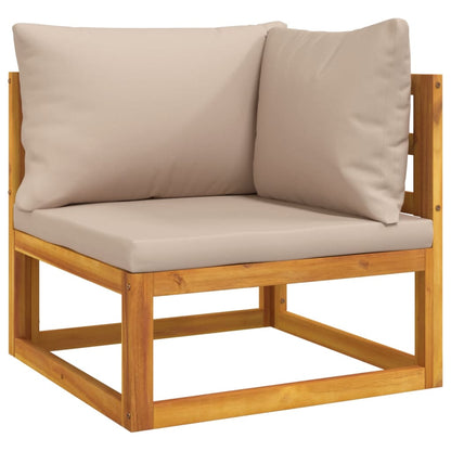 Set Salotto da Giardino 10pz con Cuscini Tortora Legno Massello