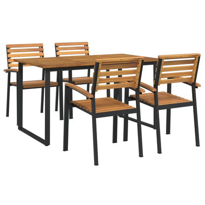 Set Pranzo da Giardino 5 pz Legno Massello di Acacia e Metallo