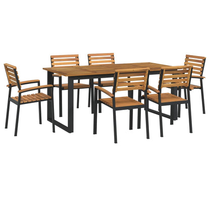 Set Pranzo da Giardino 7 pz Legno Massello di Acacia e Metallo