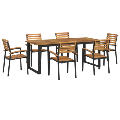 Set Pranzo da Giardino 7 pz Legno Massello di Acacia e Metallo