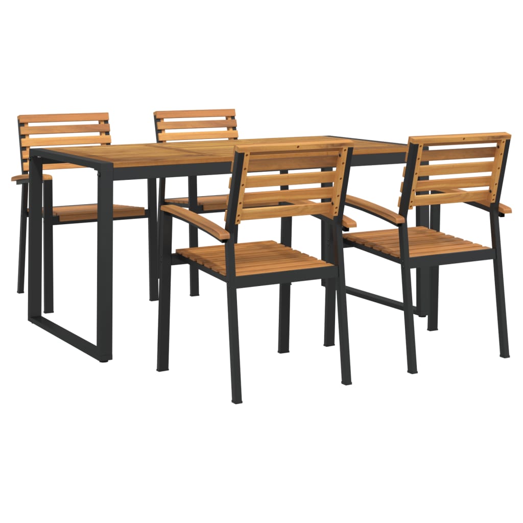 Set Pranzo da Giardino 5 pz Legno Massello di Acacia e Metallo