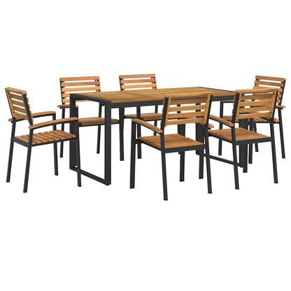 Set Pranzo da Giardino 7 pz Legno Massello di Acacia e Metallo