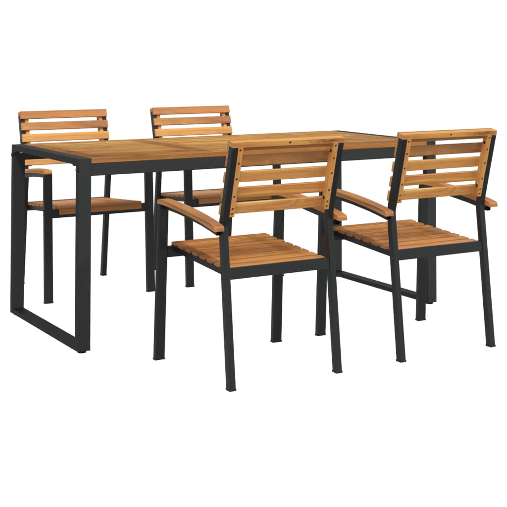Set Pranzo da Giardino 5 pz Legno Massello di Acacia e Metallo