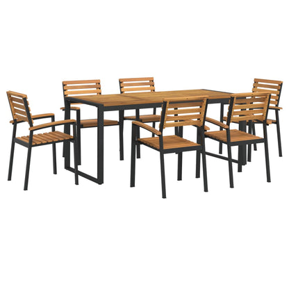 Set Pranzo da Giardino 7 pz Legno Massello di Acacia e Metallo