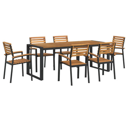 Set Pranzo da Giardino 7 pz Legno Massello di Acacia e Metallo