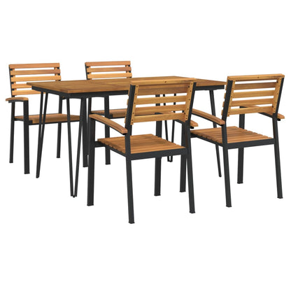 Set Pranzo da Giardino 5 pz Legno Massello di Acacia e Metallo