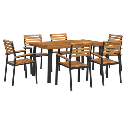 Set Pranzo da Giardino 7 pz Legno Massello di Acacia e Metallo