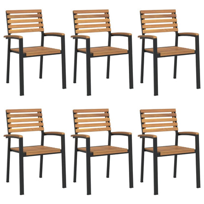 Set Pranzo da Giardino 7 pz Legno Massello di Acacia e Metallo