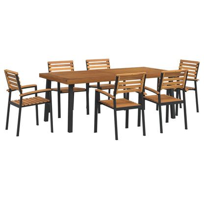 Set Pranzo da Giardino 7 pz Legno Massello di Acacia e Metallo