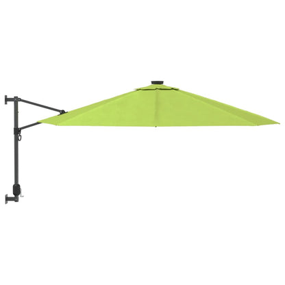 Ombrellone a Parete con LED Verde Mela 290 cm