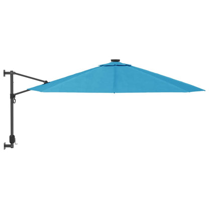 Ombrellone a Parete con LED Blu Mare 290 cm