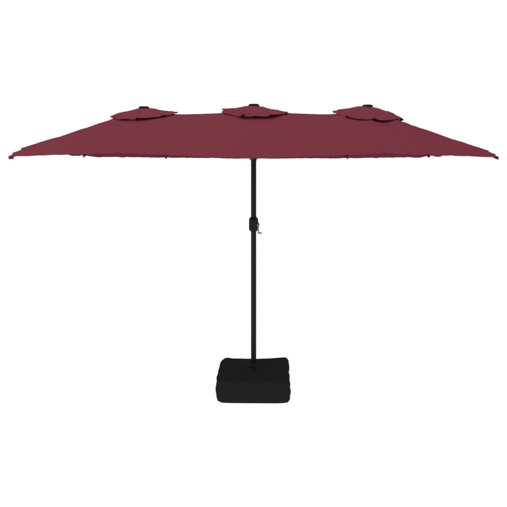 Ombrellone da Giardino a Doppia Testa Rosso Bordeaux 449x245 cm