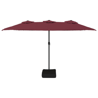 Ombrellone da Giardino a Doppia Testa Rosso Bordeaux 449x245 cm