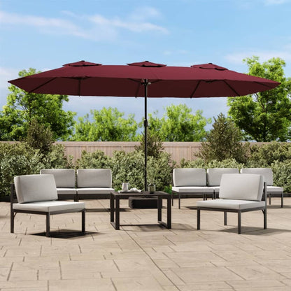 Ombrellone da Giardino a Doppia Testa Rosso Bordeaux 449x245 cm