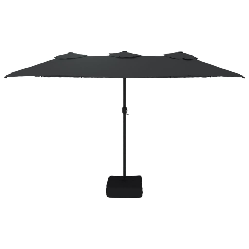 Ombrellone a Doppia Testa con LED Nero 449x245 cm