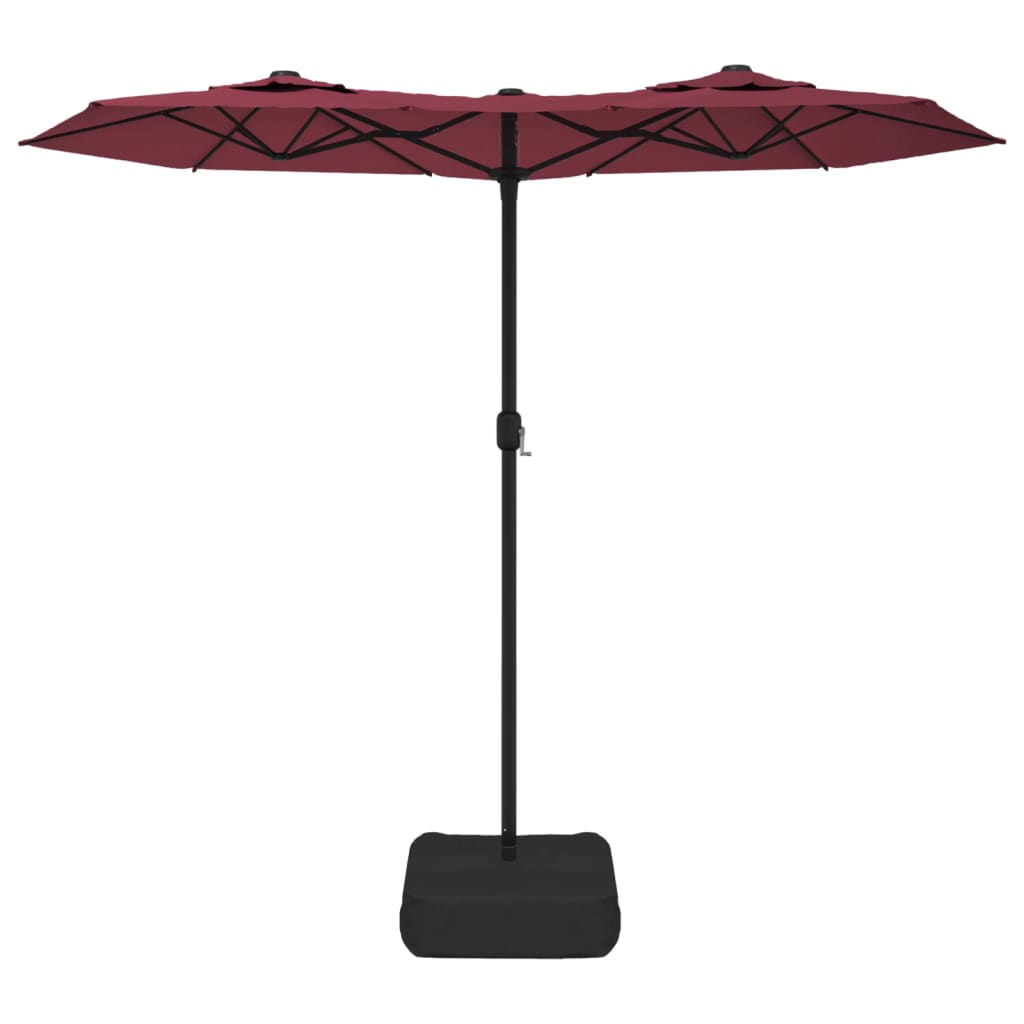 Ombrellone da Giardino a Doppia Testa Rosso Bordeaux 316x240 cm