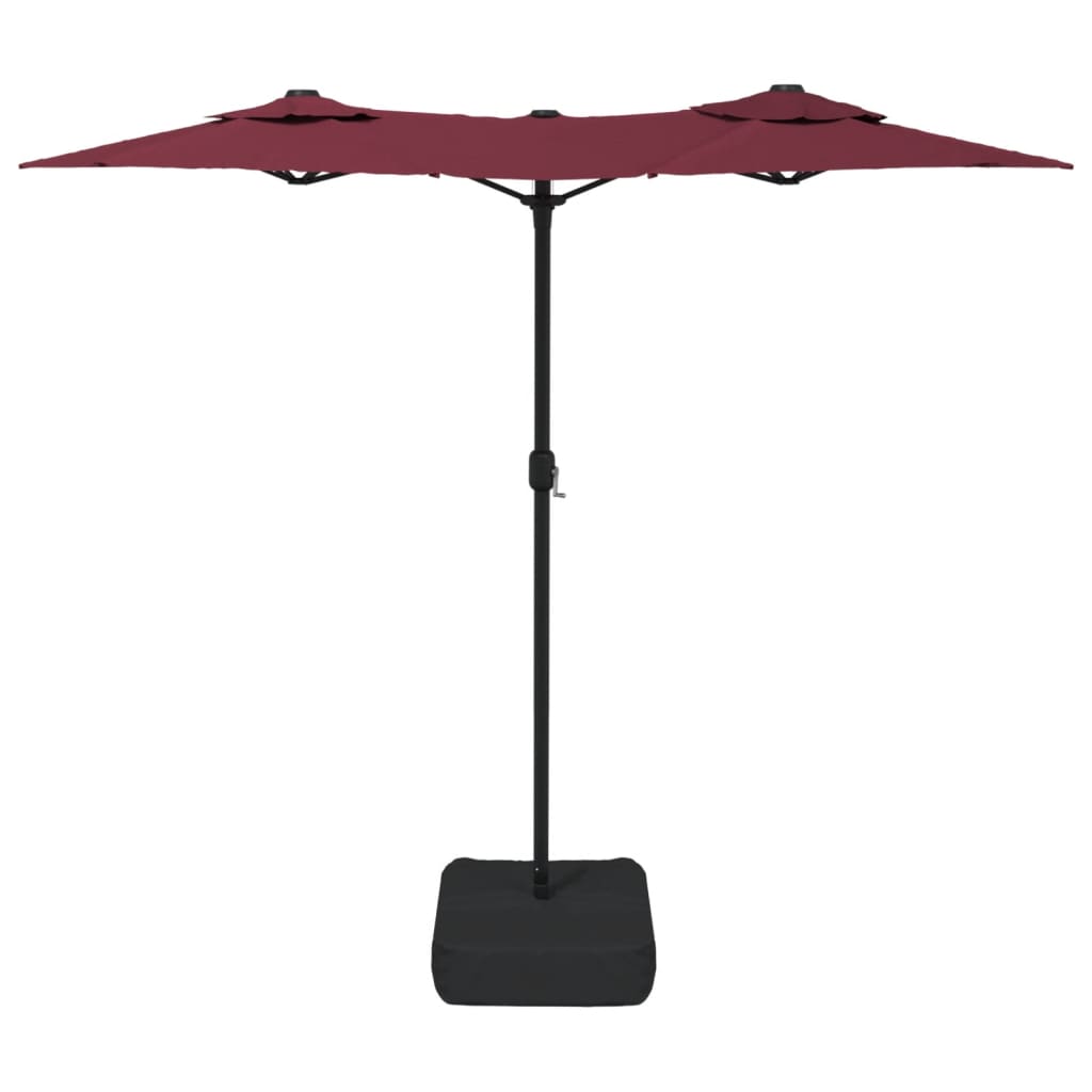 Ombrellone da Giardino a Doppia Testa Rosso Bordeaux 316x240 cm