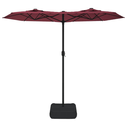 Ombrellone a Doppia Testa con LED Rosso Bordeaux 316x240 cm