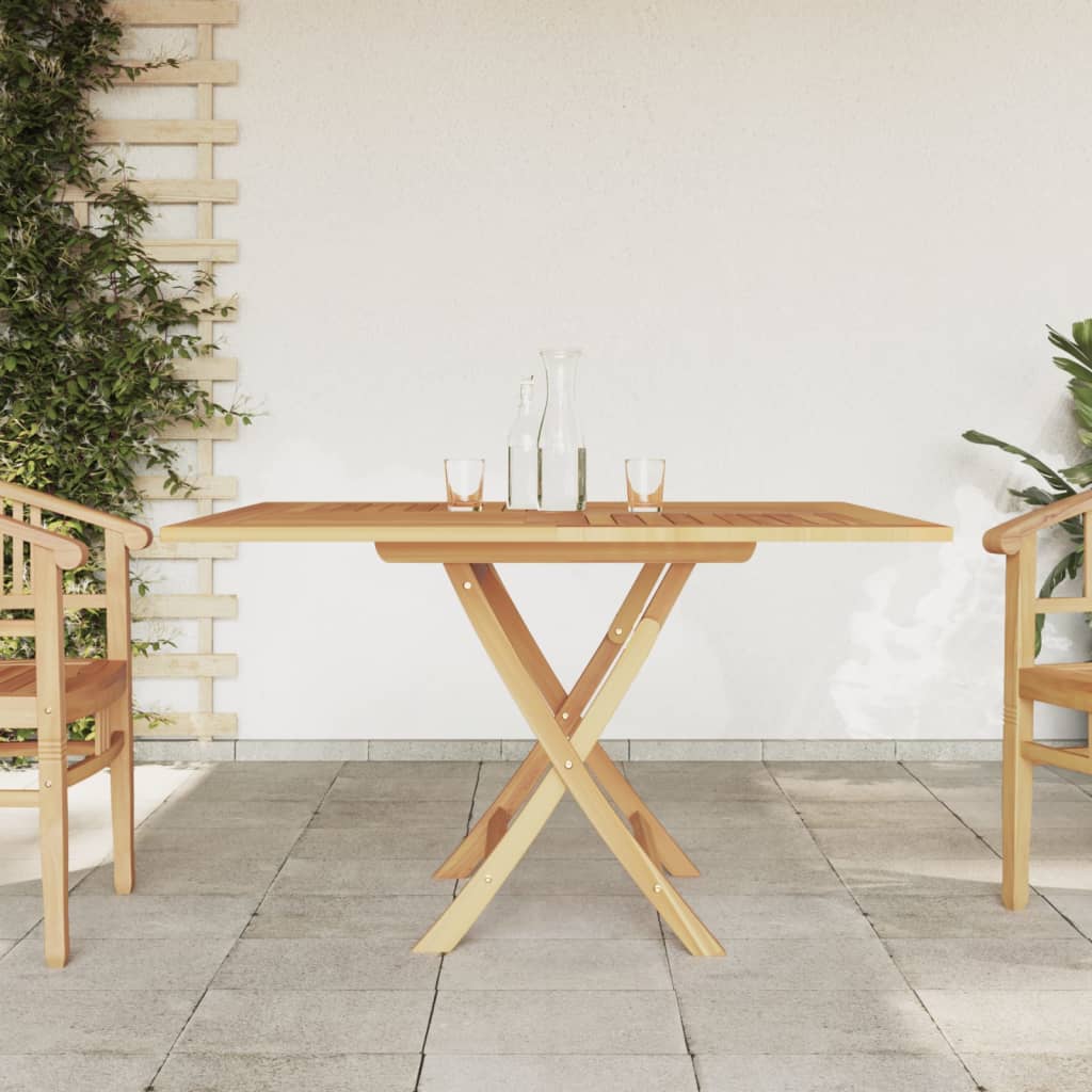 Tavolo da Giardino Pieghevole Grigio 110x110x75cm Massello Teak