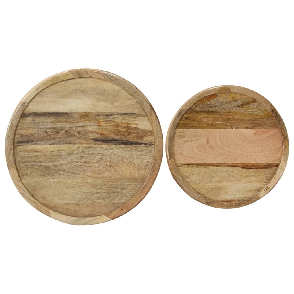 Set Tavolini da Salotto 2 pz in Legno Massello di Mango