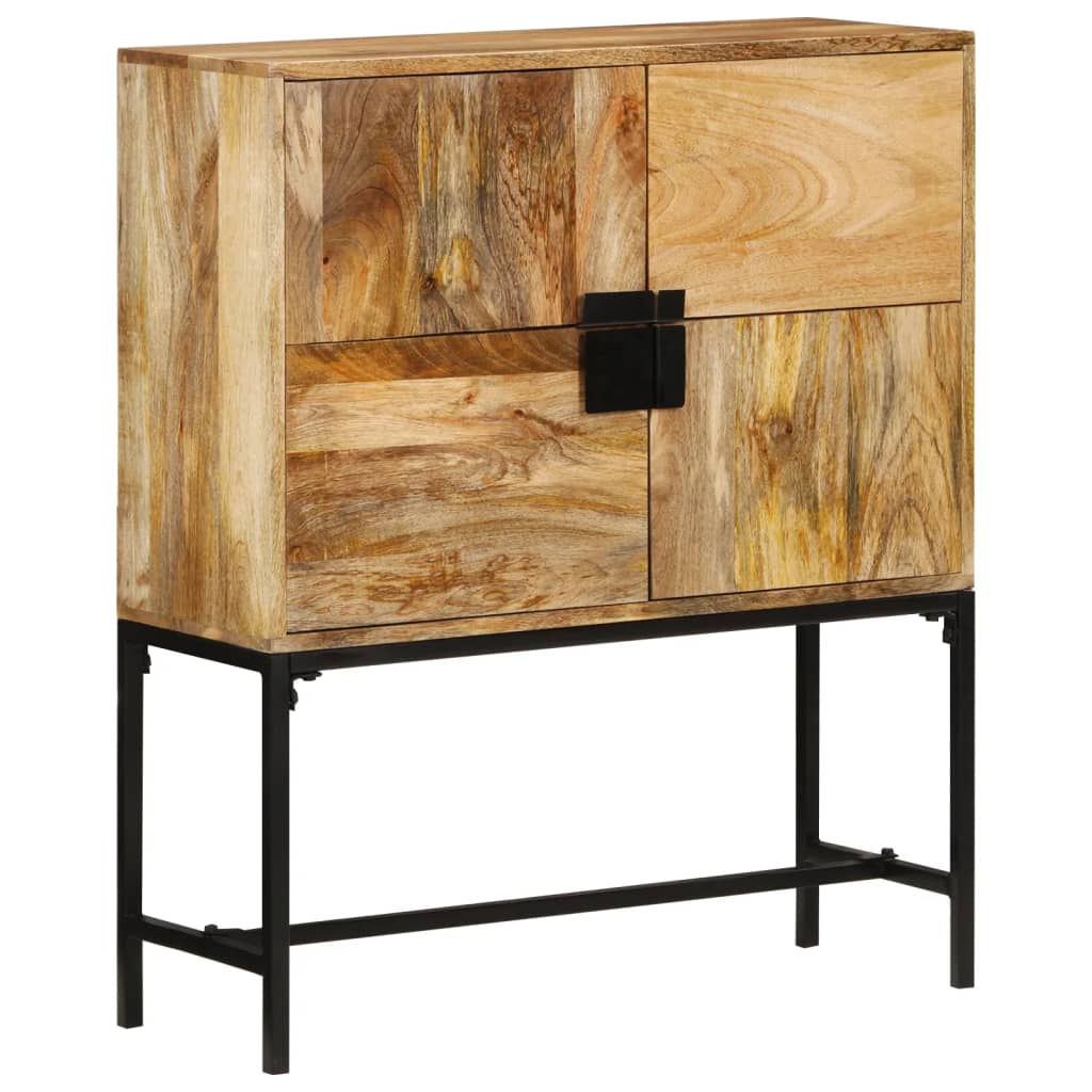 Credenza 80x30x95 cm in Legno Grezzo Massello di Mango