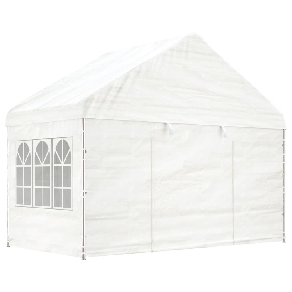Gazebo con Tetto Bianco 6,69x4,08x3,22 m in Polietilene