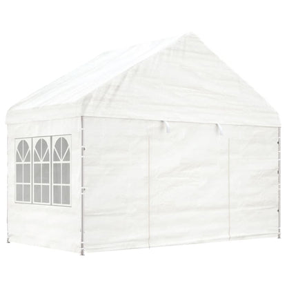 Gazebo con Tetto Bianco 6,69x4,08x3,22 m in Polietilene