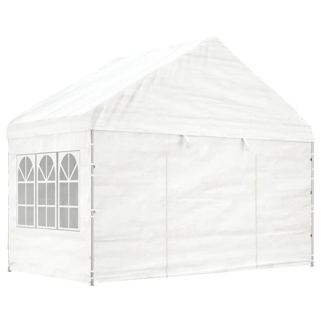 Gazebo con Tetto Bianco 8,92x4,08x3,22 m in Polietilene