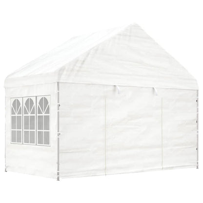 Gazebo con Tetto Bianco 8,92x4,08x3,22 m in Polietilene