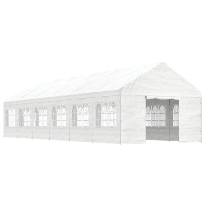 Gazebo con Tetto Bianco 13,38x4,08x3,22 m in Polietilene