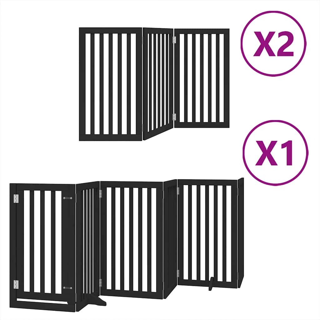 Cancello Cani Porta Pieghevole Nero 12 Pannelli 600cm Pioppo
