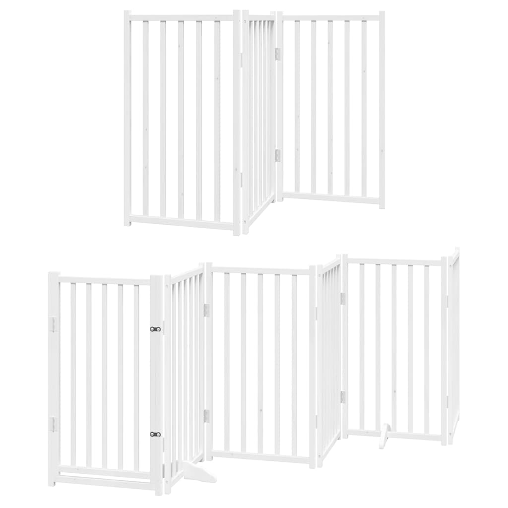 Cancello Cani Porta Pieghevole Bianco 9 Pannelli 450 cm Pioppo