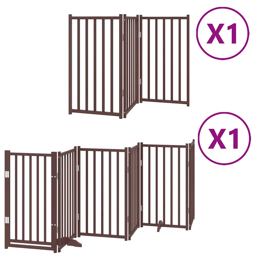 Cancello Cani Porta Pieghevole Marrone 9 Pannelli 450cm Pioppo