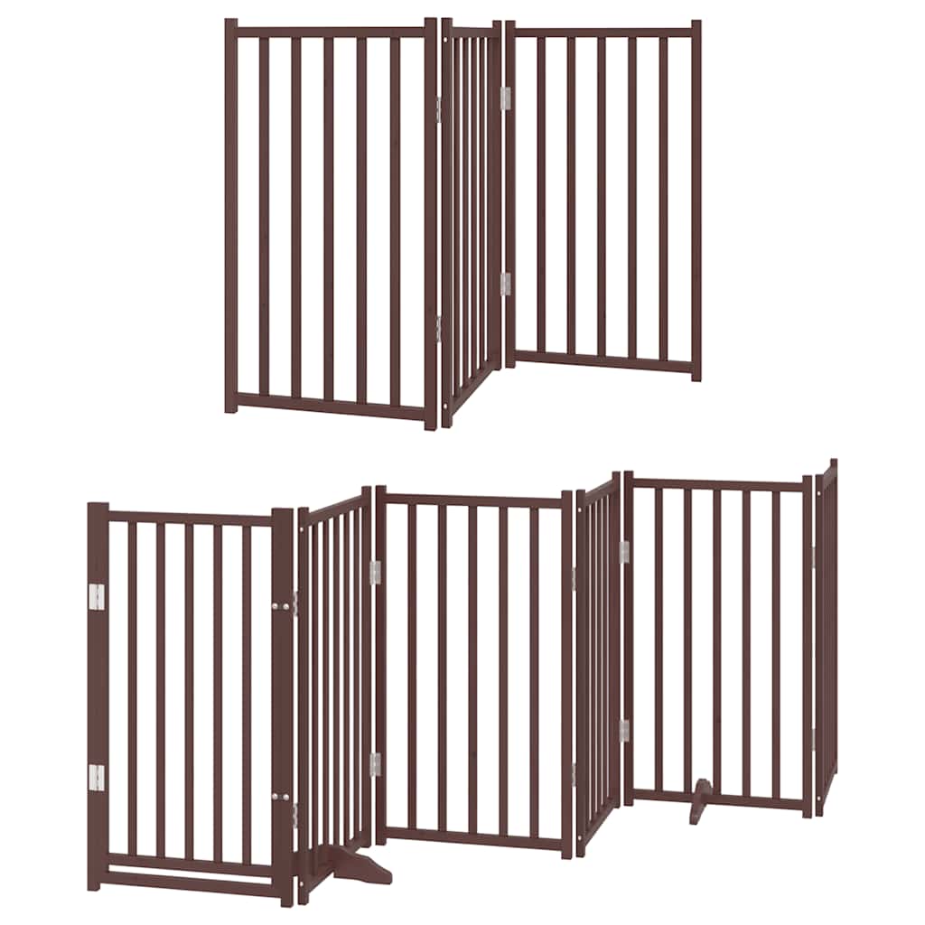 Cancello Cani Porta Pieghevole Marrone 9 Pannelli 450cm Pioppo