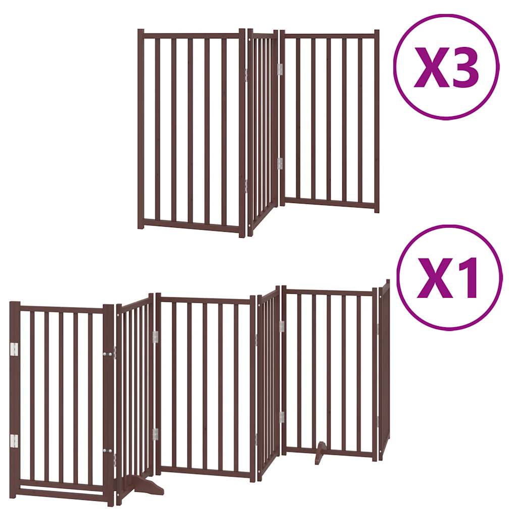 Cancello Cani Porta Pieghevole Marrone 15 Pannelli 750cm Pioppo