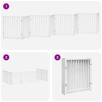 Cancello Cani Porta Pieghevole Bianco 12 Pannelli 640 cm Pioppo