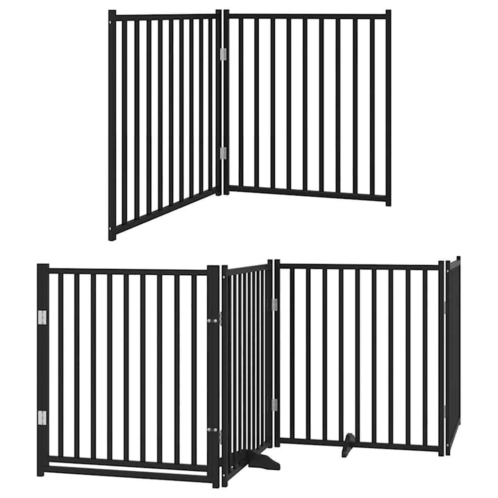 Cancello Cani Porta Pieghevole Nero 10 Pannelli 800 cm Pioppo