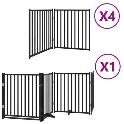 Cancello Cani Porta Pieghevole Nero 12 Pannelli 960 cm Pioppo