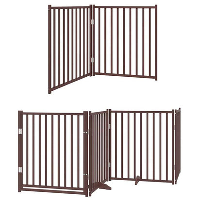 Cancello Cani Porta Pieghevole Marrone 8 Pannelli 640cm Pioppo