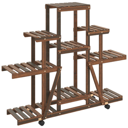 Portafiori con Ruote 110x25x101 cm in Legno Massello di Abete