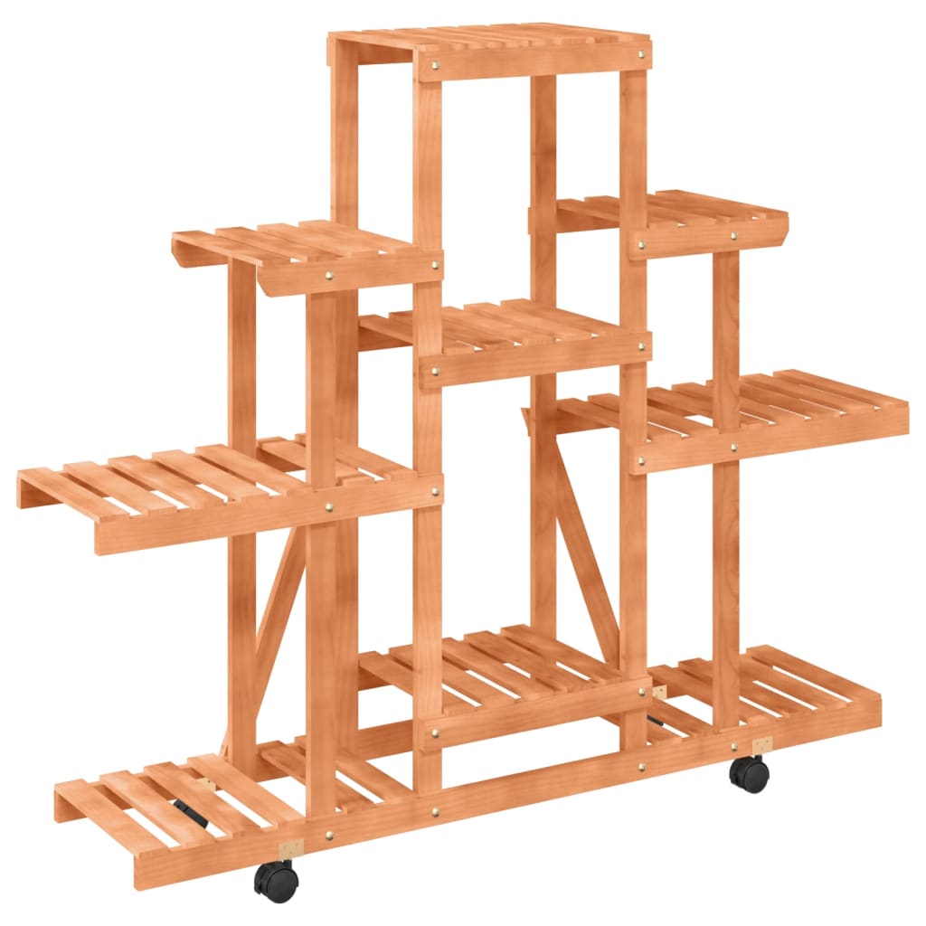 Portafiori con Ruote 110x25x101 cm in Legno Massello di Abete