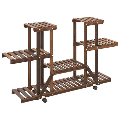 Portafiori con Ruote 110x25x78 cm in Legno Massello di Abete