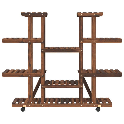 Portafiori con Ruote 110x25x115 cm in Legno Massello di Abete
