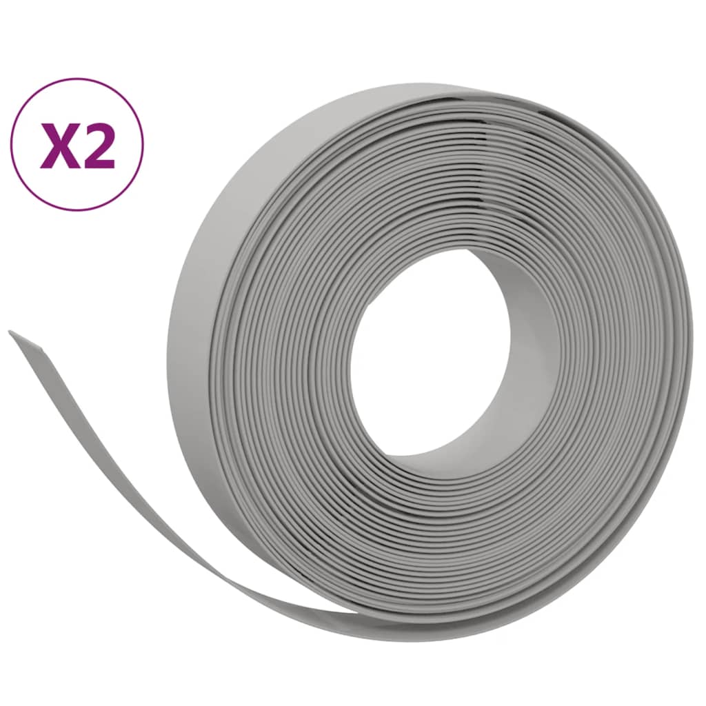 Bordature da Giardino 2 pz Grigie 10 m 10 cm in Polietilene