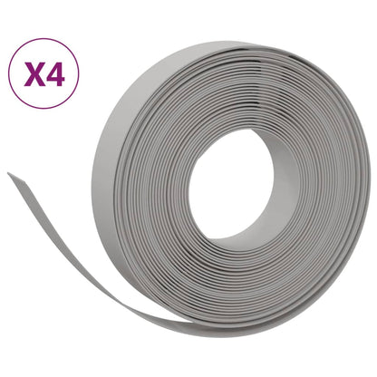Bordature da Giardino 4 pz Grigie 10 m 10 cm in Polietilene