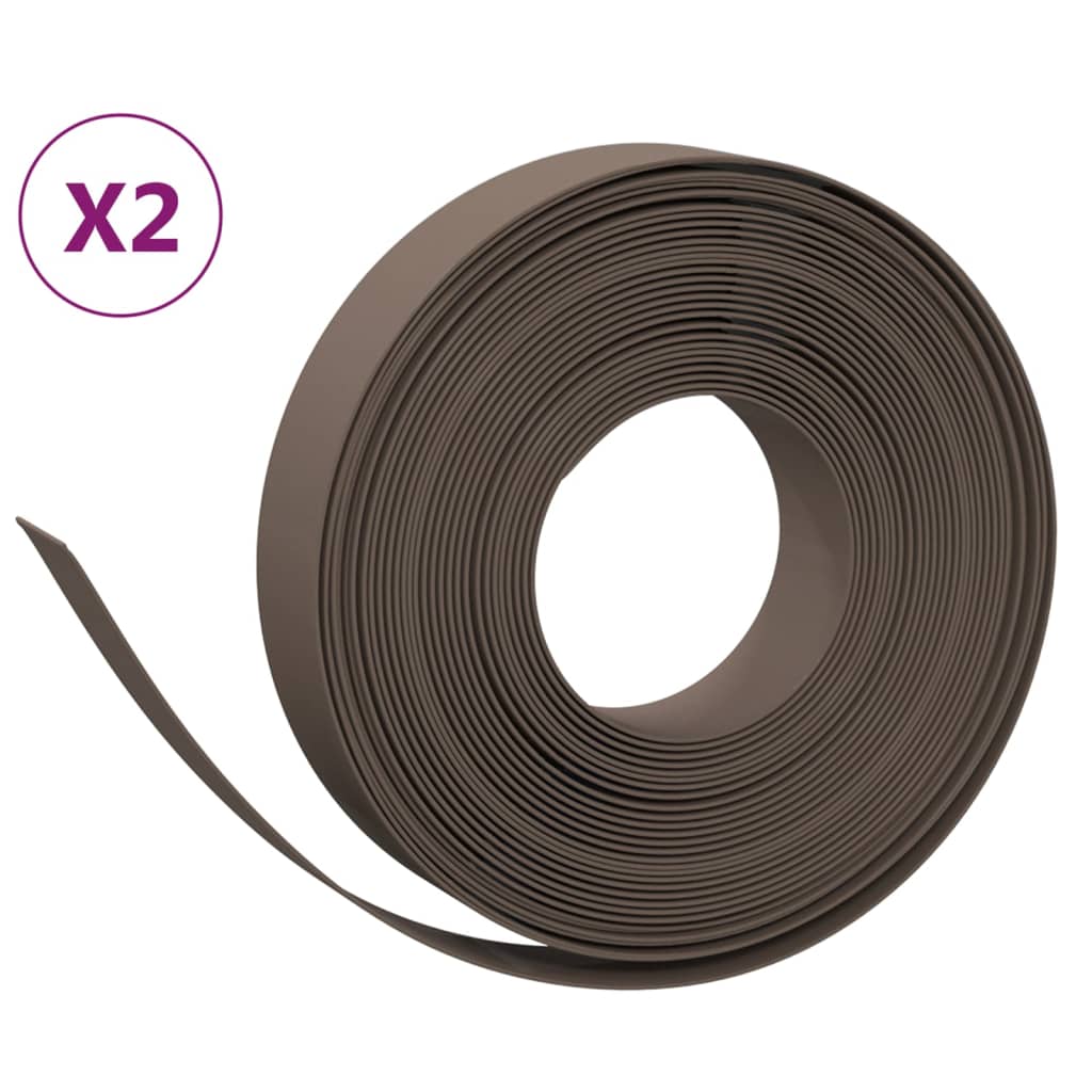 Bordature da Giardino 2 pz Marroni 10 m 10 cm in Polietilene