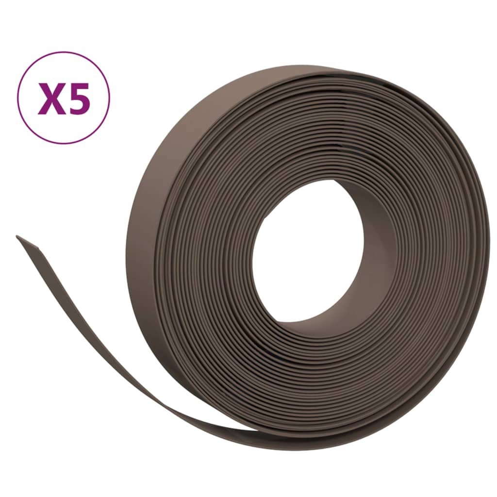 Bordature da Giardino 5 pz Marroni 10 m 10 cm in Polietilene